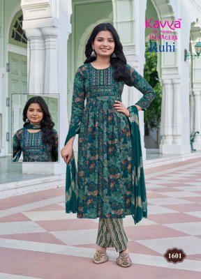 Kavya Ruhi Vol 16 Teenage Umbrella Cut Suit Set in Capsule Foil Print with Nazneen Chiffon Dupatta Wholesale kurtis catalogs