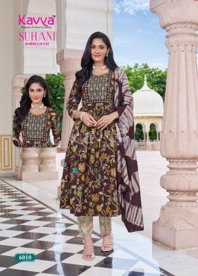 Kavya Suhani Vol 6 Umbrella Cut Kurti Set Poly Viscose with Embroidery And Chanderi Cotton Dupatta Wholesale kurtis catalogs