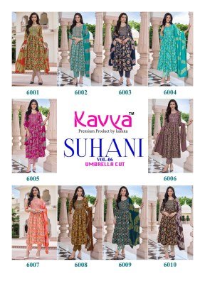 Kavya Suhani Vol 6 Umbrella Cut Kurti Set Poly Viscose with Embroidery And Chanderi Cotton Dupatta Wholesale kurtis catalogs