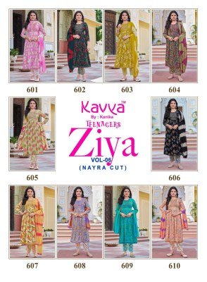 Kavya Ziya Vol 6 Nayra Cut Capsule Foil Print Suit Teenage Kids Ethnic Wear Wholesale Collection kurti pant with dupatta Catalogs