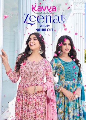 Kavya by Zeenat vol 9 capsule foil print Narya cut readymade suit catalogue at affordable rate readymade suit catalogs