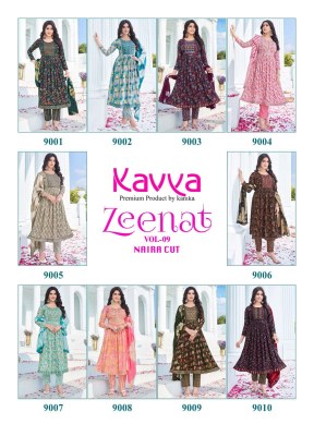 Kavya by Zeenat vol 9 capsule foil print Narya cut readymade suit catalogue at affordable rate readymade suit catalogs