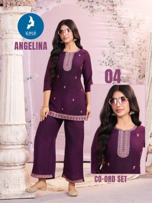 Kaya Angelina 2 Piece CoOrd Set Catalogue Top And Bottom Vichitra Kurti Catalogs Fabric Wholesale wholesale catalogs