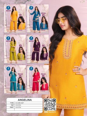 Kaya Angelina 2 Piece CoOrd Set Catalogue Top And Bottom Vichitra Kurti Catalogs Fabric Wholesale kurtis catalogs