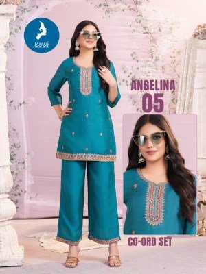 Kaya Angelina 2 Piece CoOrd Set Catalogue Top And Bottom Vichitra Kurti Catalogs Fabric Wholesale kurtis catalogs