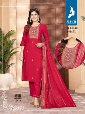 Kaya Juhi Roman Silk Top Bottom Dupatta Set Kurti Catalogue wholesaler   Kaya kurti