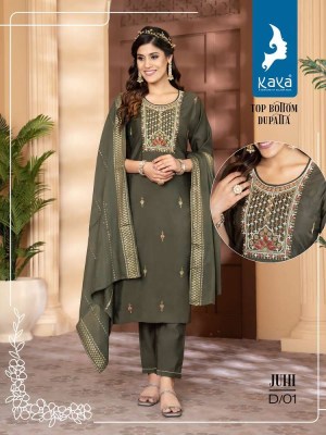 Kaya Juhi Roman Silk Top Bottom Dupatta Set Kurti Catalogue wholesaler   kurtis catalogs