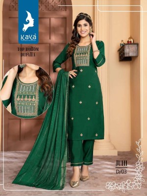 Kaya Juhi Roman Silk Top Bottom Dupatta Set Kurti Catalogue wholesaler   kurtis catalogs