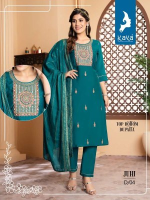 Kaya Juhi Roman Silk Top Bottom Dupatta Set Kurti Catalogue wholesaler   kurtis catalogs