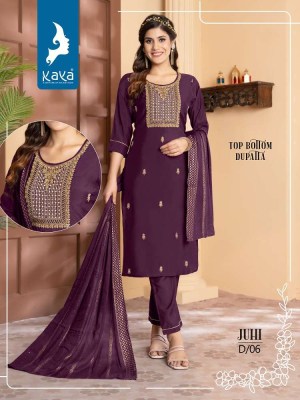 Kaya Juhi Roman Silk Top Bottom Dupatta Set Kurti Catalogue wholesaler   kurtis catalogs