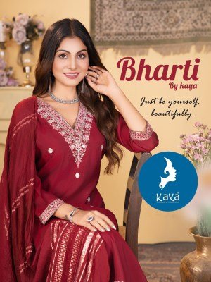 Kaya Kurti Bharti 3Pc Set Roman Silk Top And Bottom Chanderi Dupatta Wholesale Product wholesale catalogs
