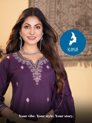 Kaya Kurti Bharti 3Pc Set Roman Silk Top And Bottom Chanderi Dupatta Wholesale Product kurtis catalogs