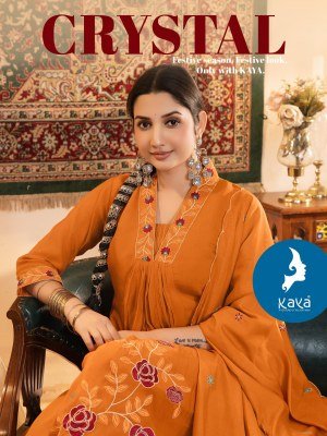 Kaya Kurti Crystal 3 Piece Anarkali Mul Chanderi Top Roman Bottom and Chanderi Dupatta Wholesale Product Kaya kurti