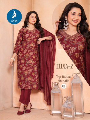 Kaya Kurti Elina 2 Designer Straight Kurti Pant Set with Chanderi Sequence Dupatta  Wholesale kurtis catalogs