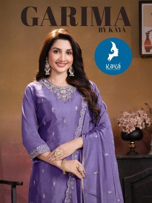 Kaya Kurti Garima 3 Piece Set  Kurti Straight Cut with Plazzo And Chinnon Dupatta Wholesale Kaya kurti