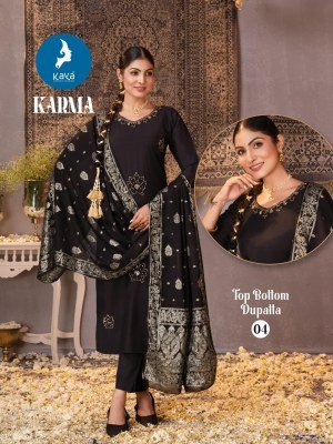 Kaya Kurti Karma Roman Silk Suit Set with Straight Cut Top, Roman Silk Bottom And Chanderi Jacquard Dupatta Wholesale Kaya kurti