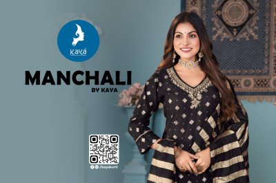 Kaya Kurti Manchali 3 Piece Set Straight Cut Berlin Top with Foil Print Berlin Bottom And Fancy Chanderi Dupatta Wholesale kurtis catalogs