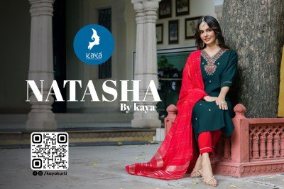 Kaya Kurti Natasha 3 Piece Straight Cut Set Roman Silk Kurti with Chanderi Dupatta Wholesale kurtis catalogs
