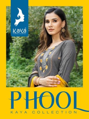 Kaya Kurti Phool Rayon Top Pant Dupatta Set wholesale Kurti catalogue   Kaya kurti