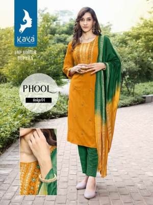 Kaya Kurti Phool Rayon Top Pant Dupatta Set wholesale Kurti catalogue   kurtis catalogs