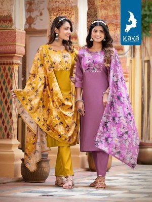 Kaya Kurti Presents Niharika Roman Silk 3pice Readymade suits catalogue wholesaler   kurtis catalogs