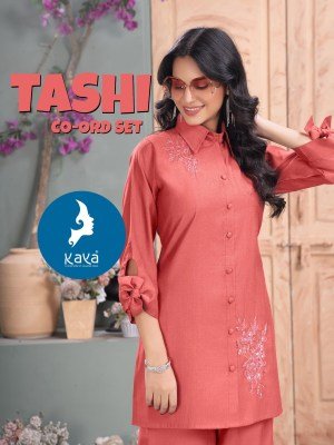 Kaya Kurti Tashi Vertical Kurti and Bottom Co Ord Set Wholesale co ord set catalogs