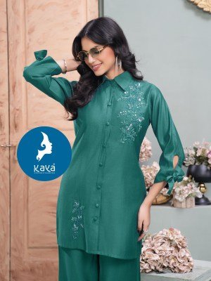 Kaya Kurti Tashi Vertical Kurti and Bottom Co Ord Set Wholesale co ord set catalogs