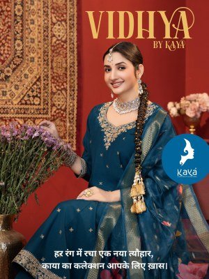 Kaya Kurti Vidya Anarkali Kurti Set Roman Silk Top And Bottom with Organza Dupatta Wholesale  wholesale catalogs