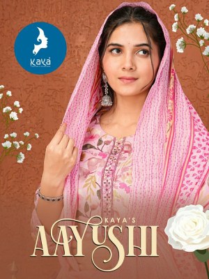 Kaya by Ayushi heavy reyon modal foil printed kurti pant and dupatta catalogue at amaviexpo Kaya kurti