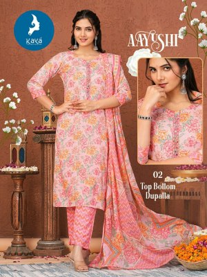 Kaya by Ayushi heavy reyon modal foil printed kurti pant and dupatta catalogue at amaviexpo readymade suit catalogs