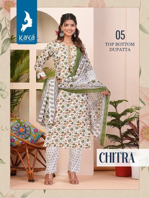 Kaya by Chitra fancy best quality  cotton printed kurti pant and dupatta catalogue at low rate readymade suit catalogs