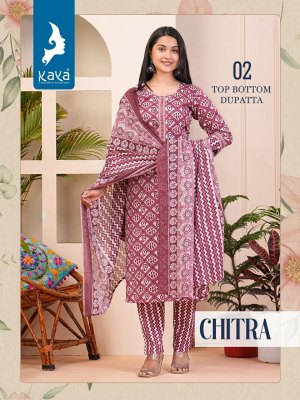 Kaya by Chitra fancy best quality  cotton printed kurti pant and dupatta catalogue at low rate readymade suit catalogs