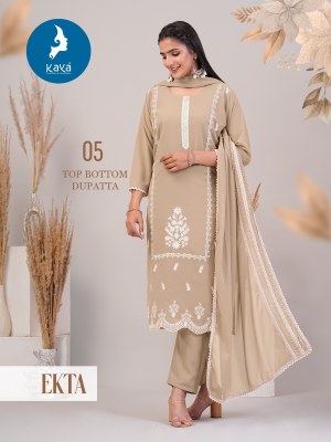 Kaya by Ekta exclusive straight kurti pant and dupatta catalogue at amaviexpo  readymade suit catalogs