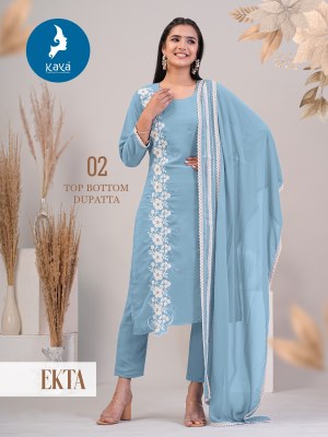 Kaya by Ekta exclusive straight kurti pant and dupatta catalogue at amaviexpo  readymade suit catalogs