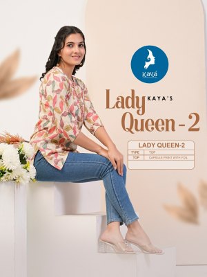 Kaya by Lady Queen 2 capsual foil printed best design western top catalogue at low rate Kaya kurti