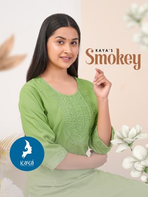 Kaya by Smokey fancy reyon with dori work kurti catalogue at affordable rate Kaya kurti