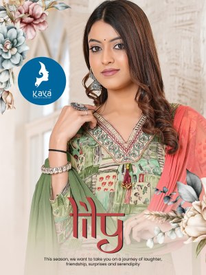 Kaya by lily 3 piece reyon straight kurti with pant and dupatta catalogue at low rate readymade suit catalogs