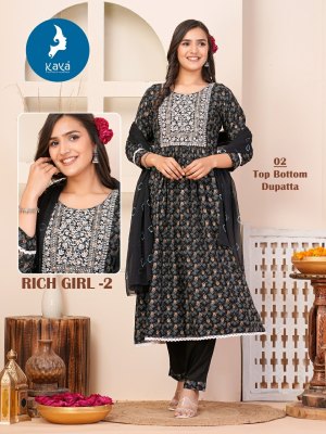 Kaya kurti by Rich Girl 2 fancy reyon printed readymade suit catalogue at low rate Kaya kurti