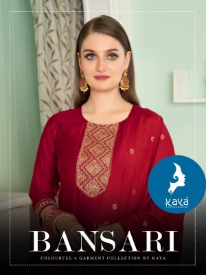 Kaya kurti by bansari 3 piece streight kurti with pant and dupatta catalog at wholsale rate kurtis catalogs