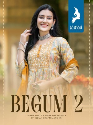 Kaya kurti by begum 2  Nayra cut 3 piece flair kurti pant and dupatta catalogue at wholsale rate