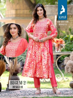 Kaya kurti by begum 2  Nayra cut 3 piece flair kurti pant and dupatta catalogue at wholsale rate kurtis catalogs