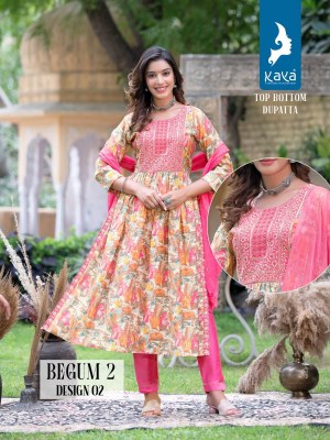 Kaya kurti by begum 2  Nayra cut 3 piece flair kurti pant and dupatta catalogue at wholsale rate kurtis catalogs