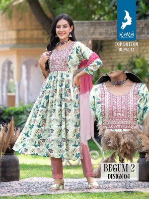 Kaya kurti by begum 2  Nayra cut 3 piece flair kurti pant and dupatta catalogue at wholsale rate kurtis catalogs