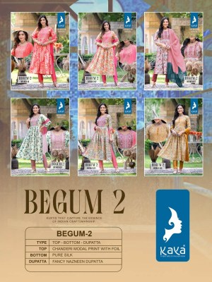 Kaya kurti by begum 2  Nayra cut 3 piece flair kurti pant and dupatta catalogue at wholsale rate kurtis catalogs