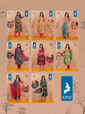 Kaya kurti by gazal 3 piece aliya with nyra cut reyon foil printed kurti catalog at wholesale price kurtis catalogs