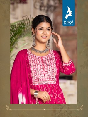 Kaya kurti by gulnaaz 3 piece nyra cut reyon printed kurti pant and dupatta at wholesale rate kurtis catalogs