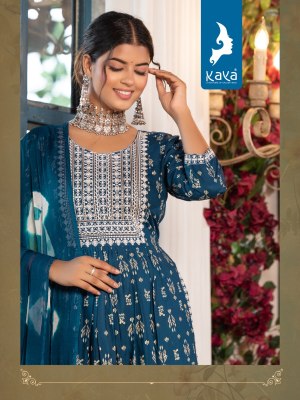 Kaya kurti by gulnaaz 3 piece nyra cut reyon printed kurti pant and dupatta at wholesale rate kurtis catalogs