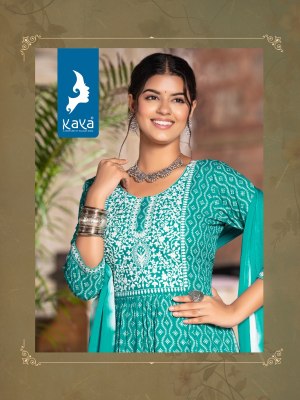 Kaya kurti by gulnaaz 3 piece nyra cut reyon printed kurti pant and dupatta at wholesale rate kurtis catalogs