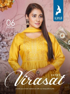 Kaya kurti present virasat designer nayra cut kurti with bottom and dupatta catalogue Kaya kurti