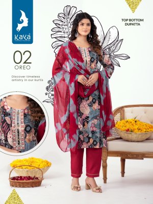 Kaya kurti presenting oreo 3 piece straight cut kurti catalog at wholesale price readymade suit catalogs